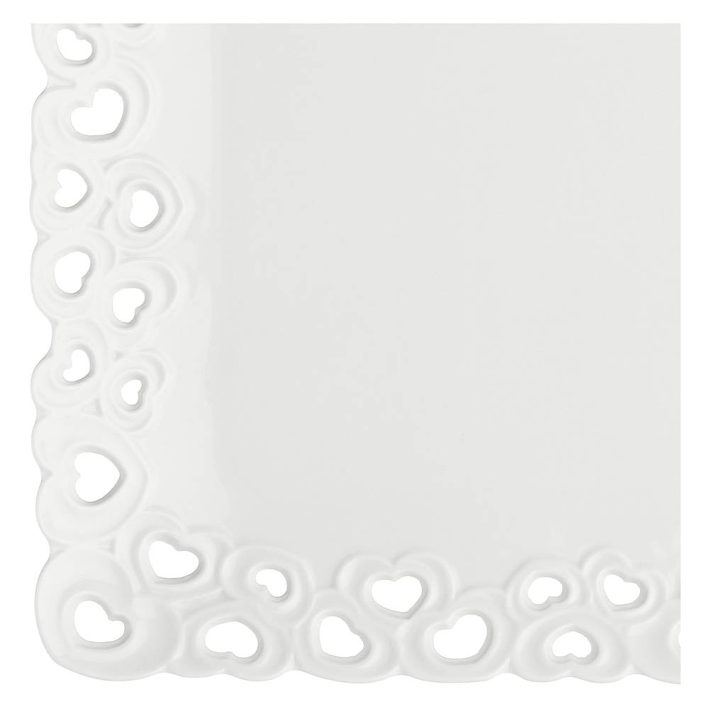 La Porcellana Bianca Vassoio Traforato 31x22 cm Valentino Vendita Calda