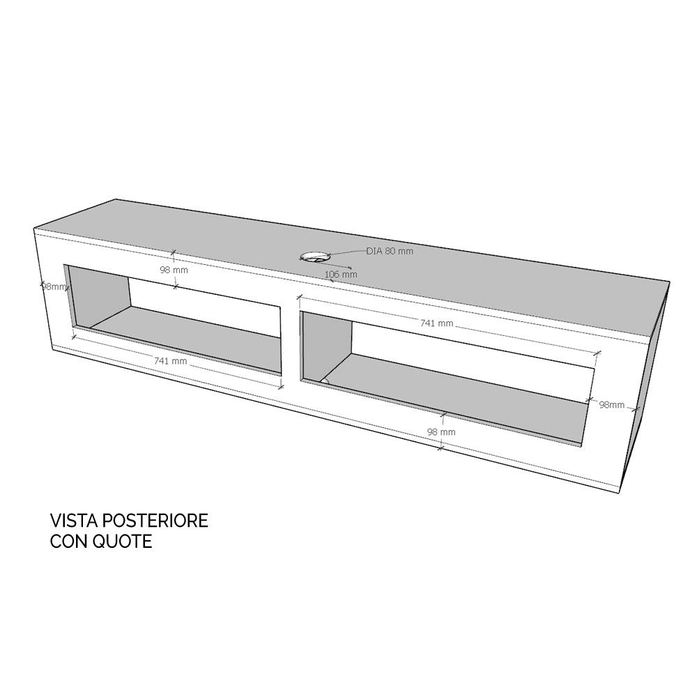 Itamoby Pensile TV Ribalta con passa cavi L.173,6 H.40 P.39,5 Bianco Frassino Negozi Online