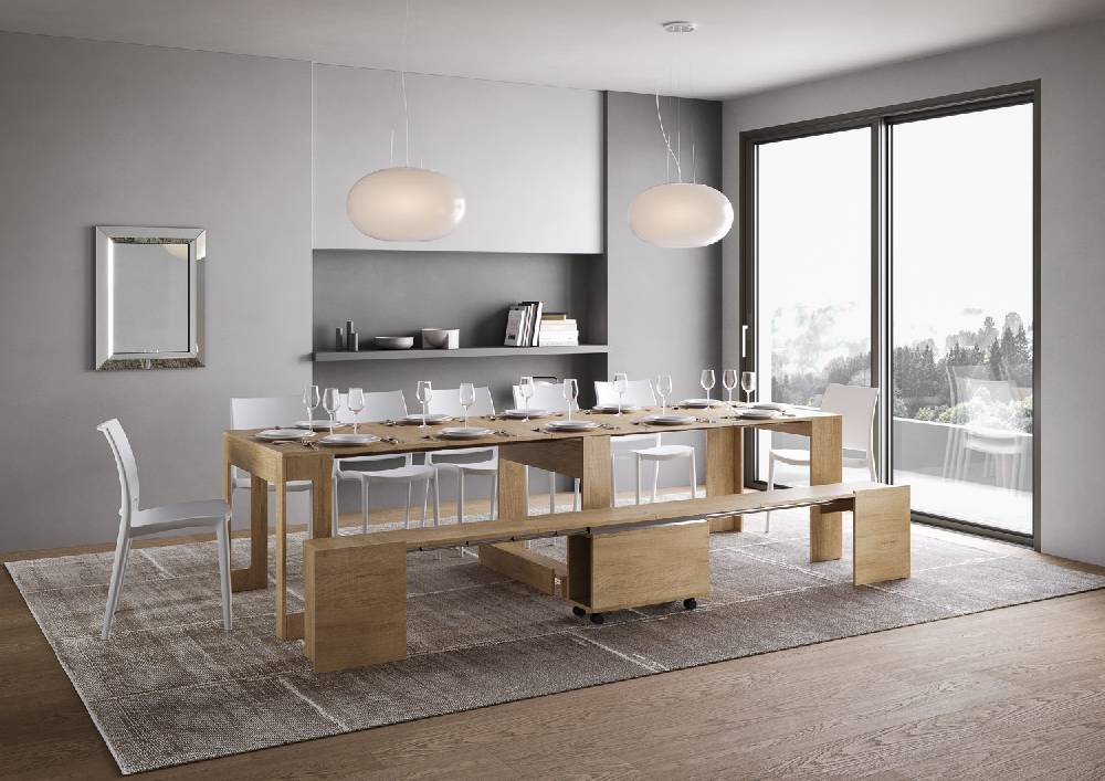 Itamoby Consolle allungabile Evolve con Panca inferiore Quercia Natura Economico