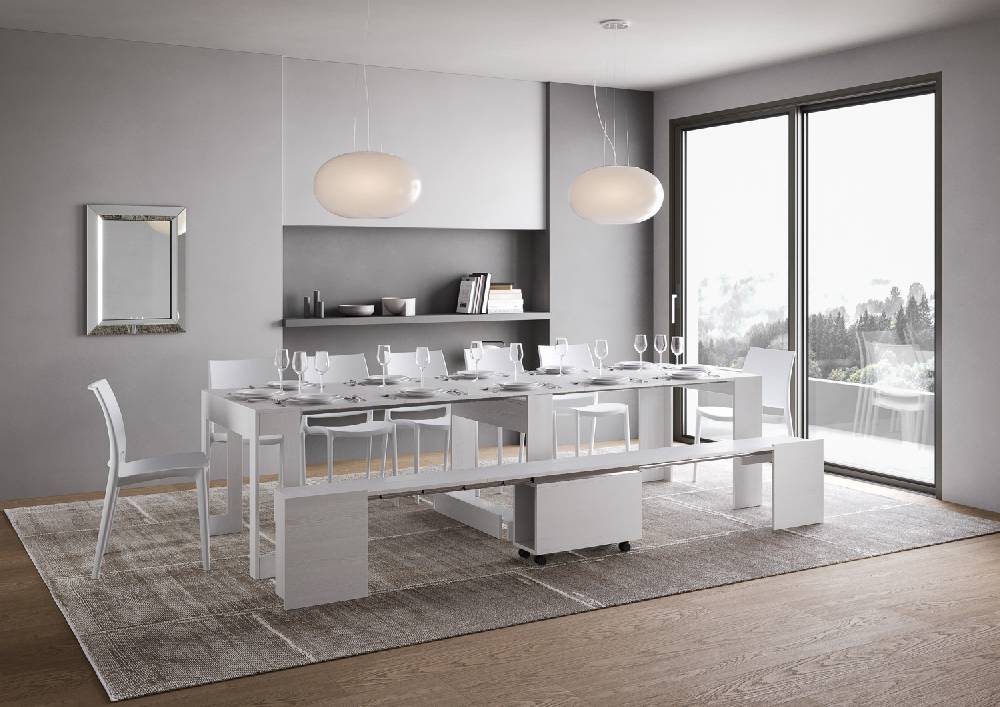 Itamoby Consolle allungabile Evolve con Panca inferiore Bianco Frassino Online