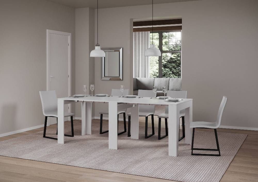 Itamoby Consolle allungabile 90×25/181 cm Narrow Bianco Frassino Vendita Economica