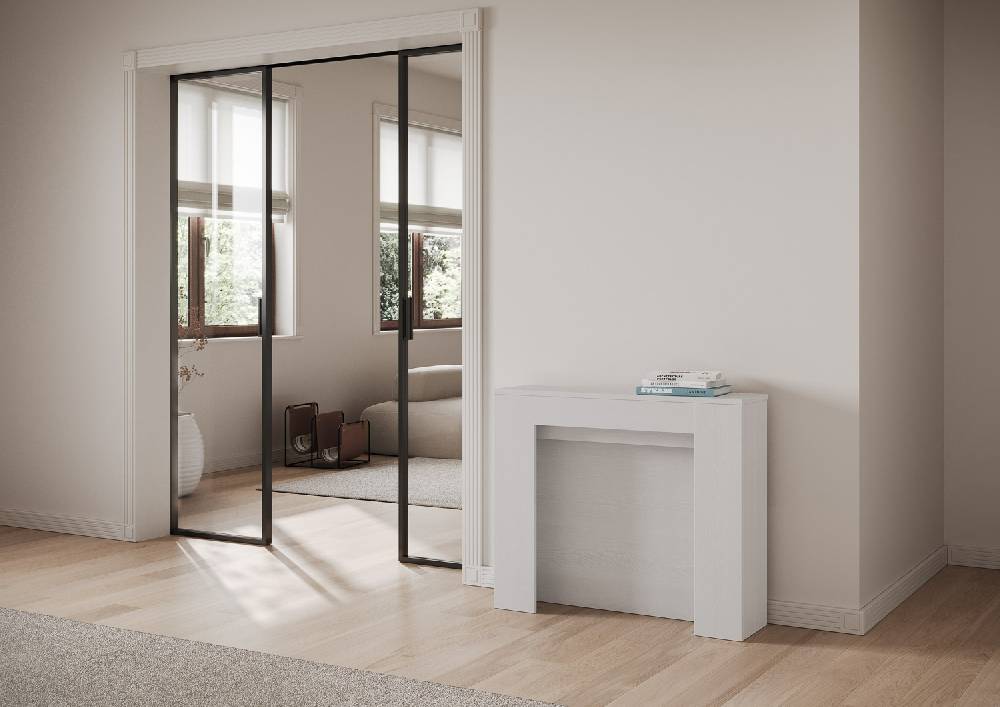 Itamoby Consolle allungabile 90×25/211 cm Kiba Bianco Frassino In Linea