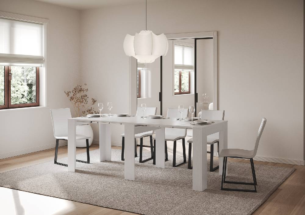 Itamoby Consolle allungabile 90×25/211 cm Kiba Bianco Frassino In Linea