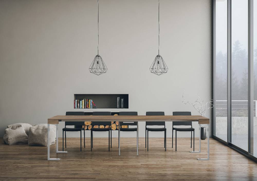 Itamoby Consolle allungabile 90×40/300 cm Tecno Noce telaio Bianco Nuovo