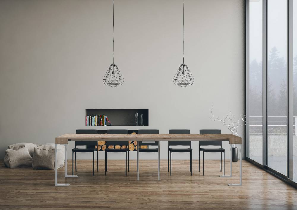 Itamoby Consolle allungabile 90×40/300 cm Tecno Quercia Natura telaio Bianco Qualità