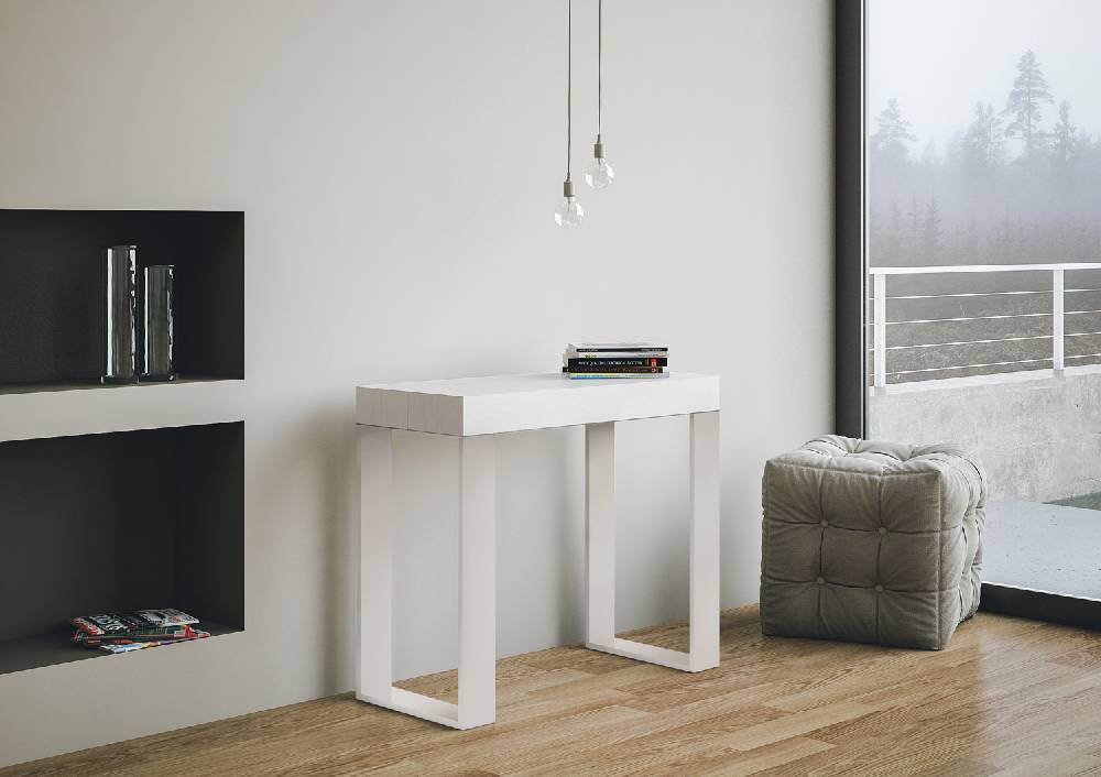 Itamoby Consolle allungabile 90×40/300 cm Tecno Bianco Frassino telaio Bianco Vendita