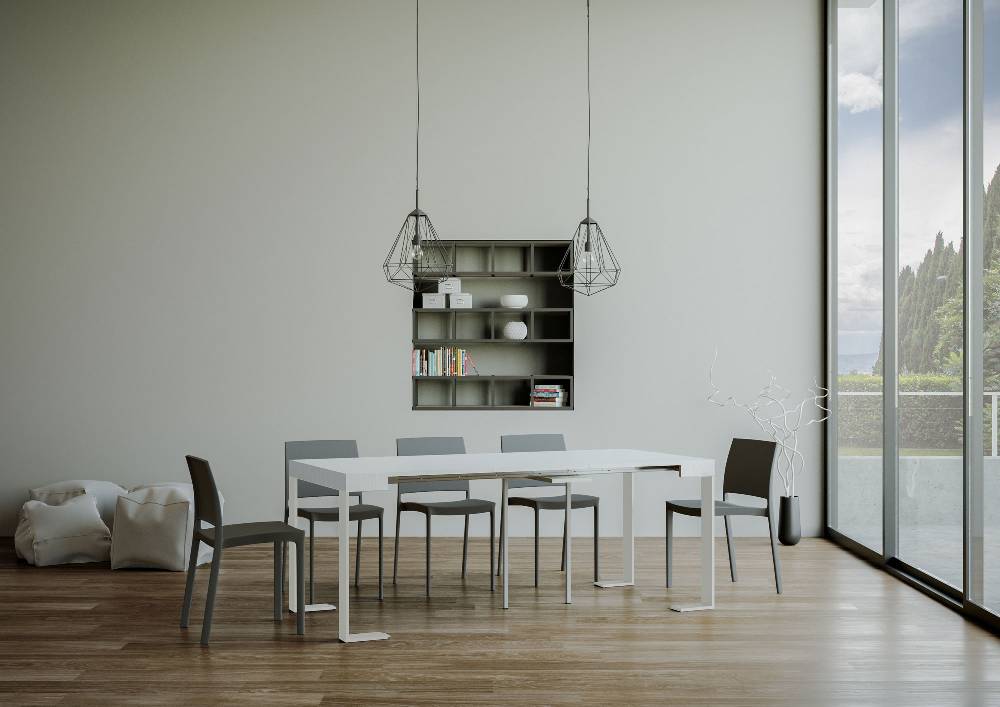 Itamoby Consolle allungabile 90×40/300 cm Tecno Bianco Frassino telaio Bianco Vendita