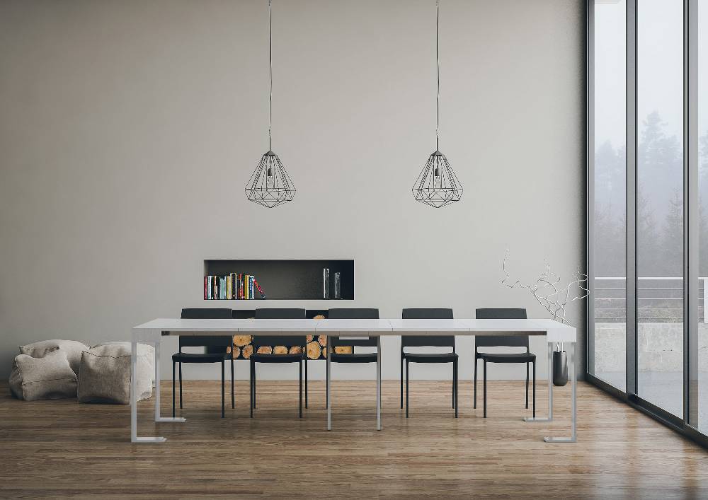 Itamoby Consolle allungabile 90×40/300 cm Tecno Bianco Frassino telaio Bianco Vendita