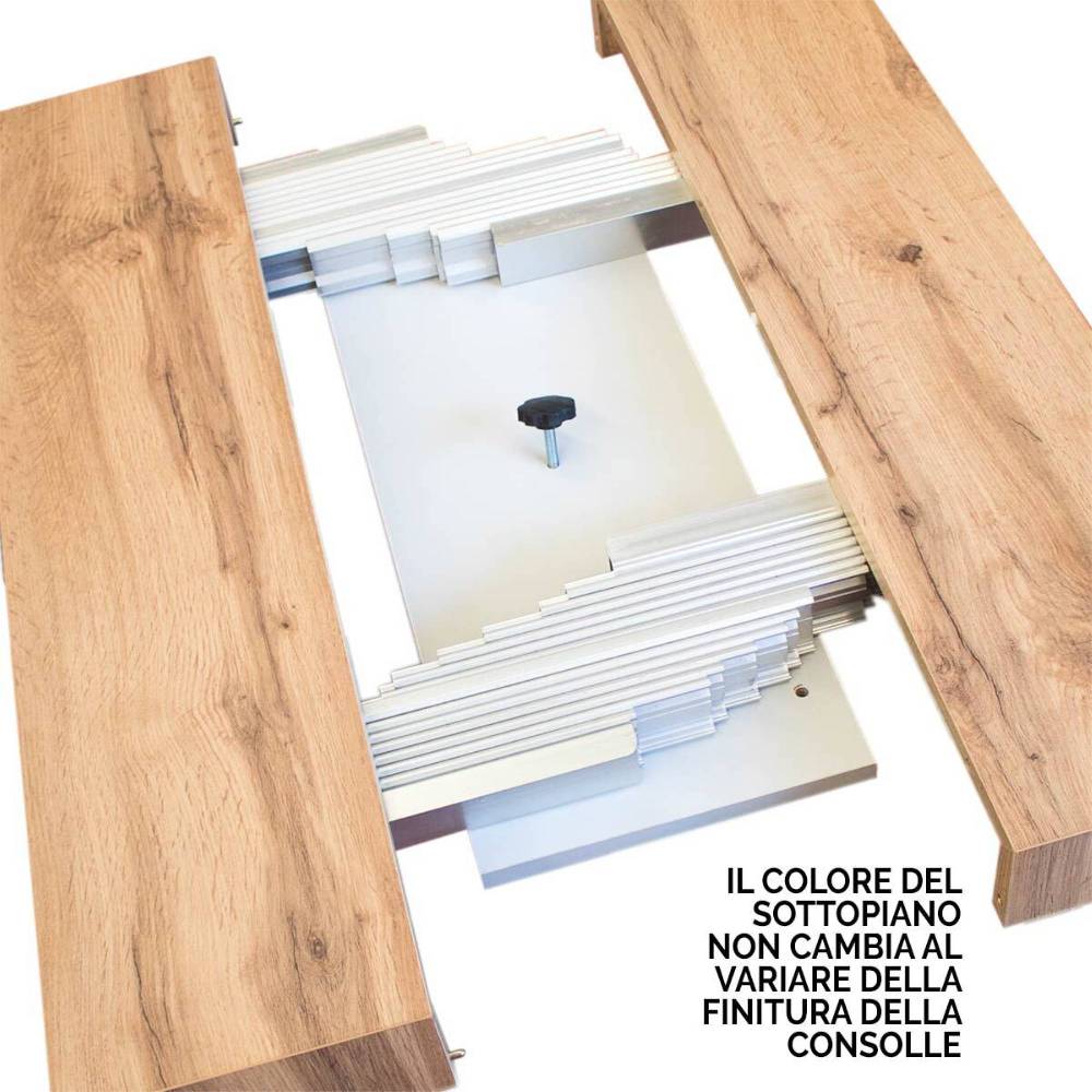Itamoby Consolle allungabile 90×40/196 cm Tecno Small Quercia Natura telaio Bianco Pezzi Unici