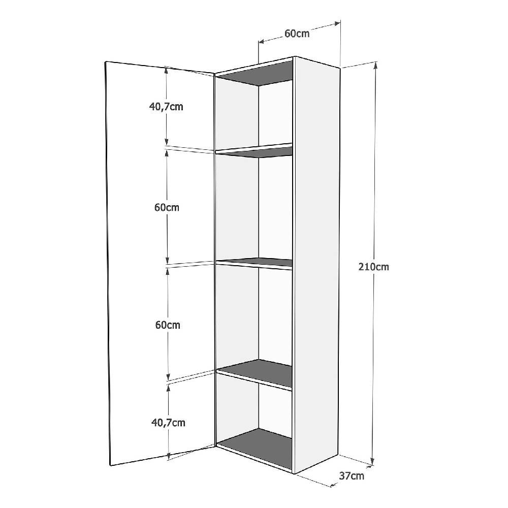 Itamoby Base Colonna a terra L.60 H.210,3 P.39,5 sx-dx Noce 2025