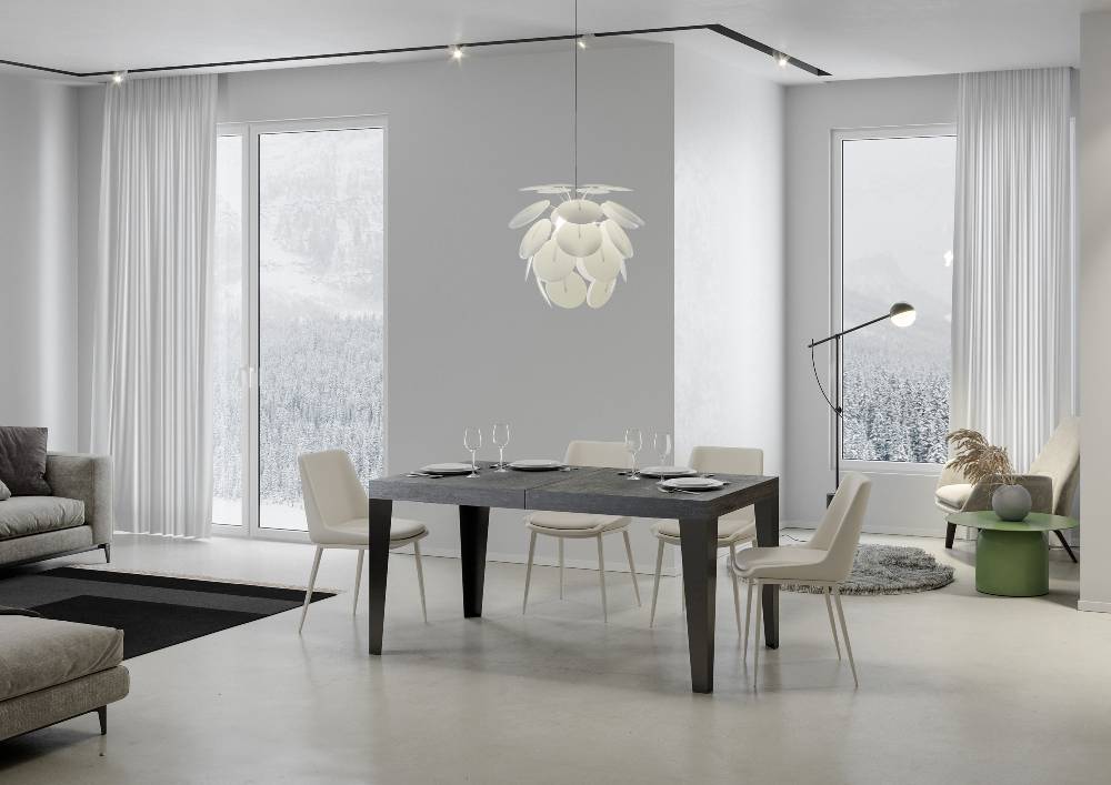 Itamoby Tavolo allungabile 90×160/264 cm Flame Premium Cemento telaio Antracite Fino Al -60%