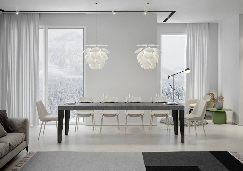 Itamoby Tavolo allungabile 90×160/264 cm Flame Premium Cemento telaio Antracite Fino Al -60%