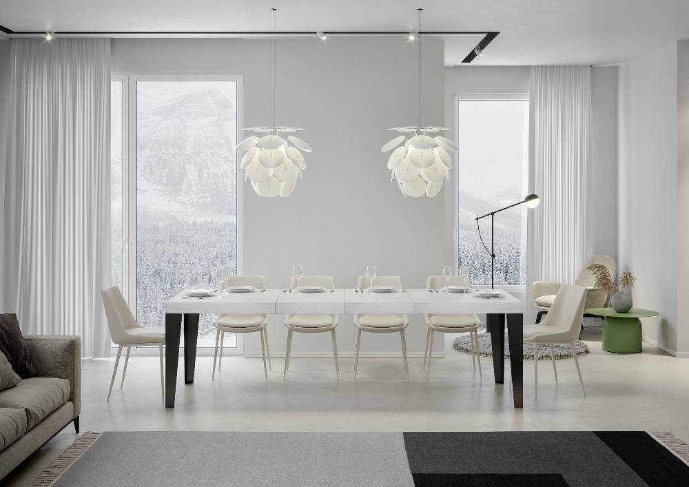 Itamoby Tavolo allungabile 90×160/264 cm Flame Premium Bianco Frassino telaio Antracite Affare Del Giorno