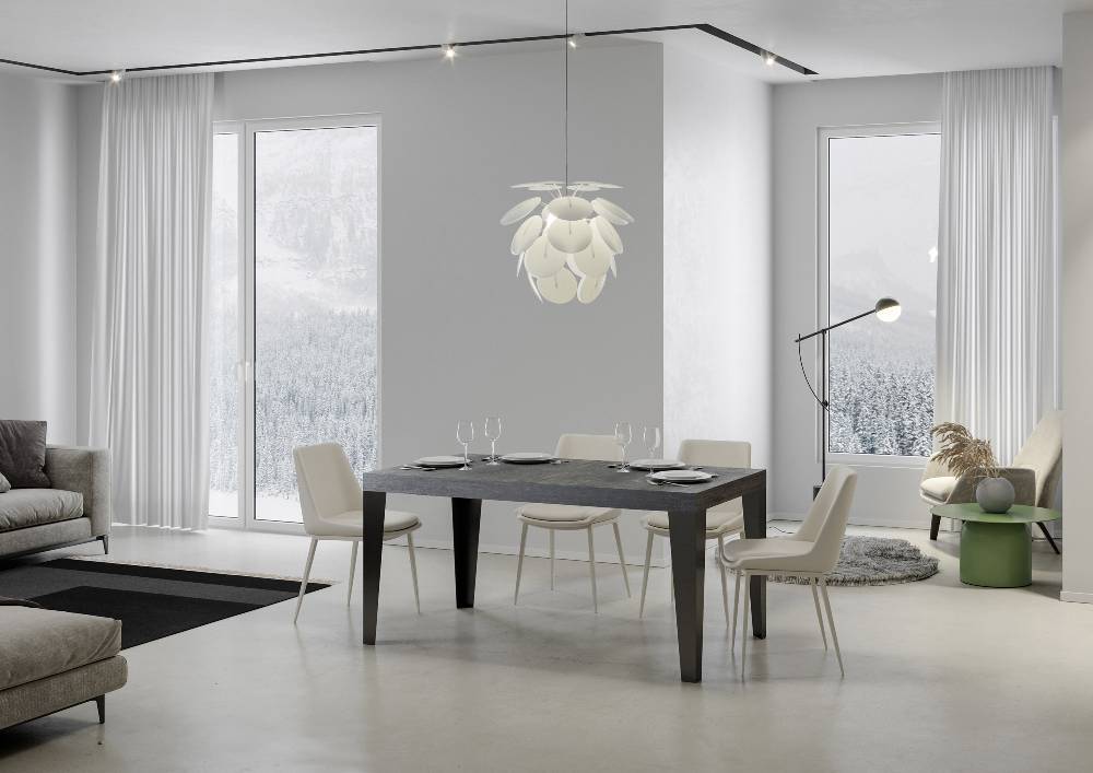 Itamoby Tavolo allungabile 90X140/244 cm Flame Premium Cemento telaio Antracite Sottocosto