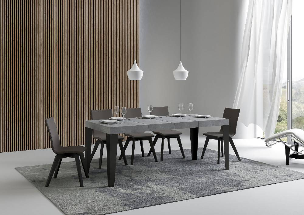 Itamoby Tavolo allungabile 90X140/244 cm Flame Premium Cemento telaio Antracite Sottocosto