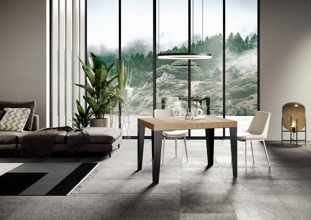 Itamoby Tavolo allungabile 90X140/244 cm Flame Premium Quercia Natura telaio Antracite Convenienza