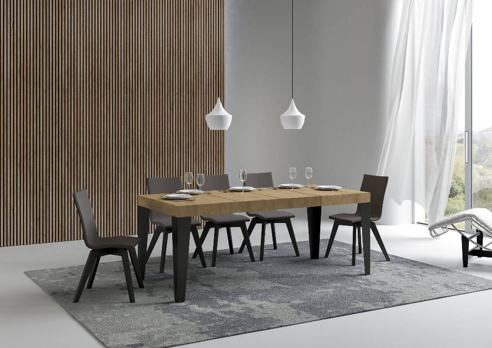 Itamoby Tavolo allungabile 90X140/244 cm Flame Premium Quercia Natura telaio Antracite Convenienza