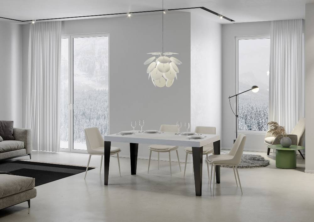 Itamoby Tavolo allungabile 90X120/224 cm Flame Premium Bianco Frassino telaio Antracite Saldi