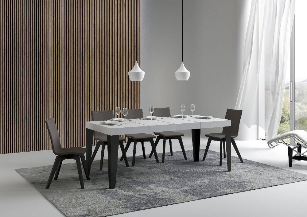 Itamoby Tavolo allungabile 90X120/224 cm Flame Premium Bianco Frassino telaio Antracite Saldi