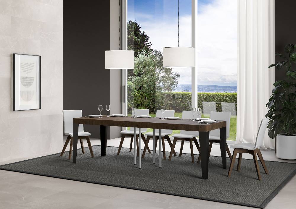 Itamoby Tavolo allungabile 90×90/246 cm Flame Premium Noce telaio Antracite Offerte