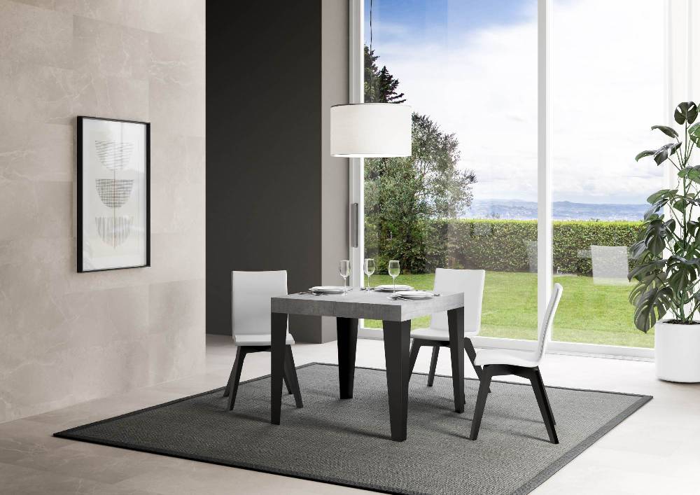 Itamoby Tavolo allungabile 90×90/246 cm Flame Premium Cemento telaio Antracite Hotsell