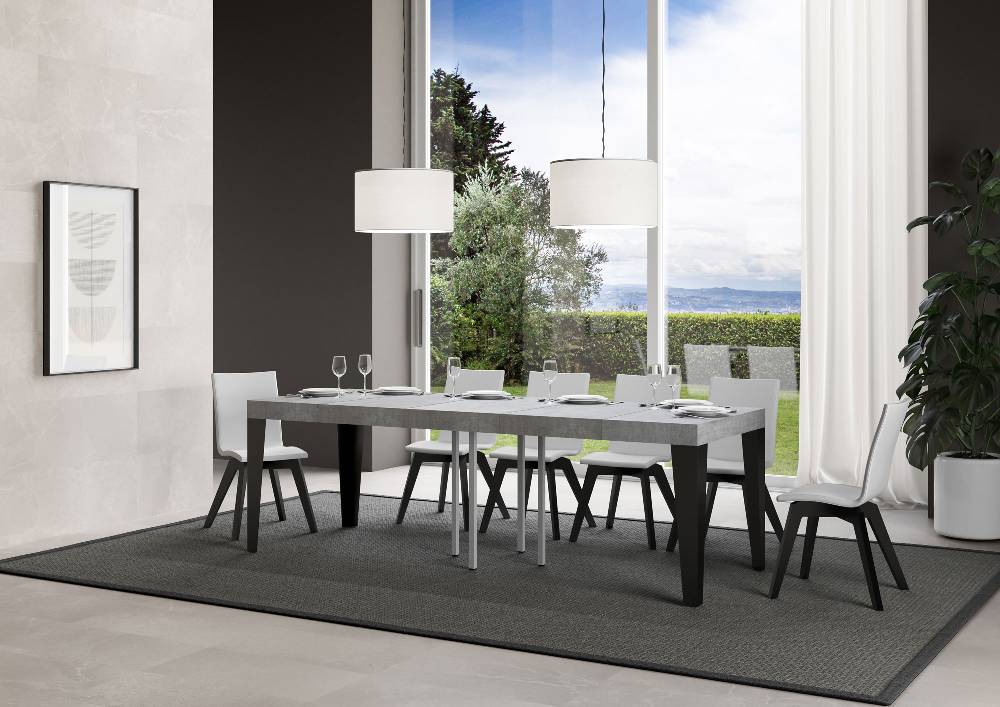 Itamoby Tavolo allungabile 90×90/246 cm Flame Premium Cemento telaio Antracite Hotsell
