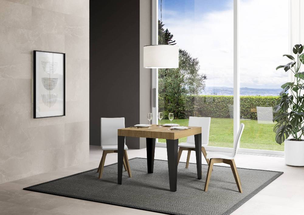 Itamoby Tavolo allungabile 90×90/246 cm Flame Premium Quercia Natura telaio Antracite Vendita Calda