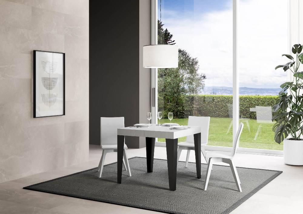 Itamoby Tavolo allungabile 90×90/246 cm Flame Premium Bianco Frassino telaio Antracite Vendita Economica