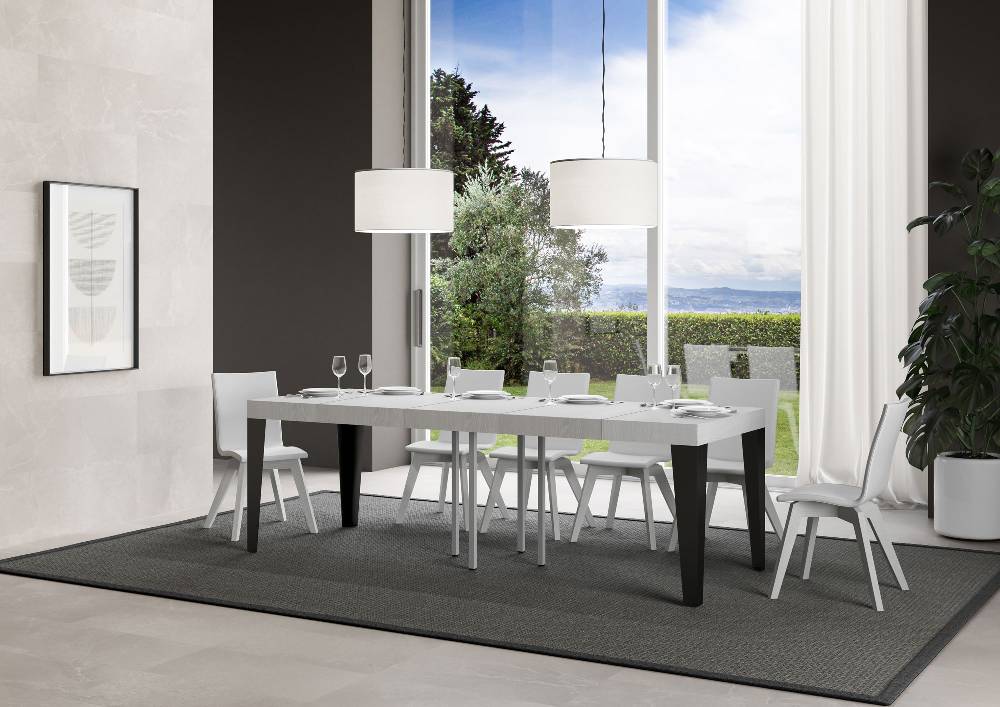 Itamoby Tavolo allungabile 90×90/246 cm Flame Premium Bianco Frassino telaio Antracite Vendita Economica