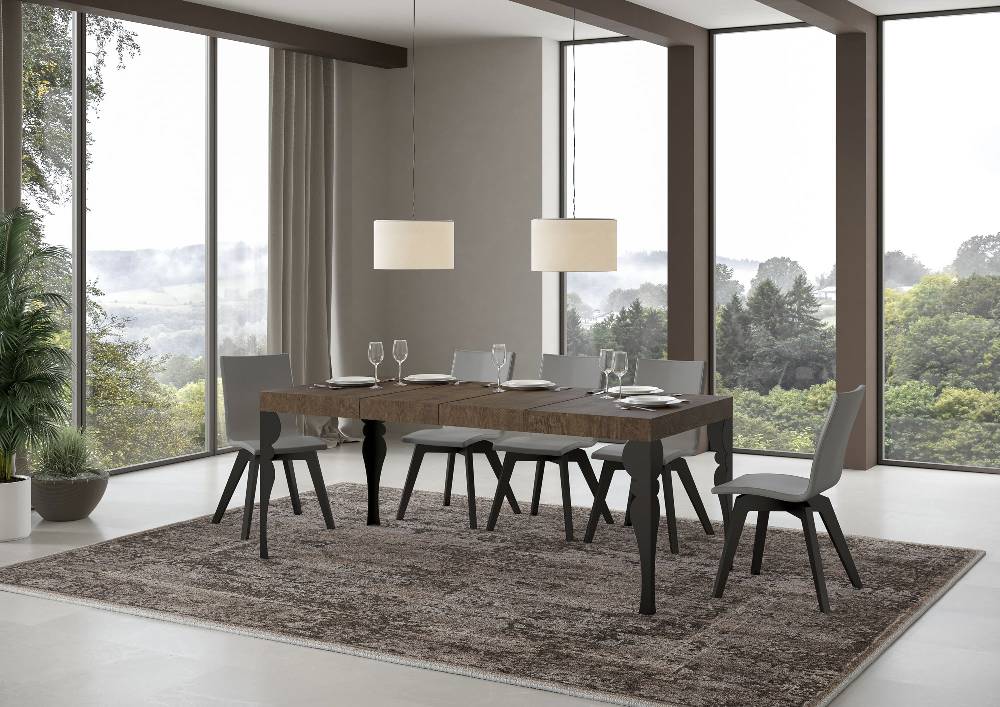 Itamoby Tavolo allungabile 90X140/244 cm Paxon Premium Noce telaio Antracite Italy