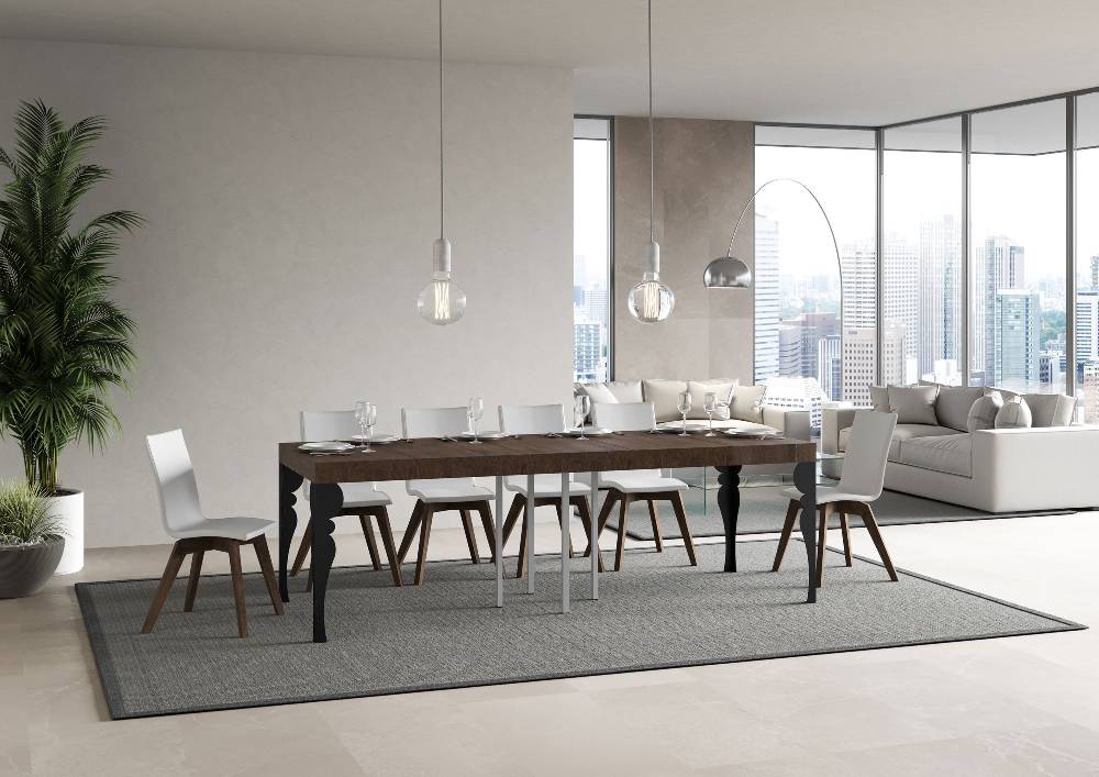 Itamoby Tavolo allungabile 90×90/246 cm Paxon Premium Noce telaio Antracite Negozi Online
