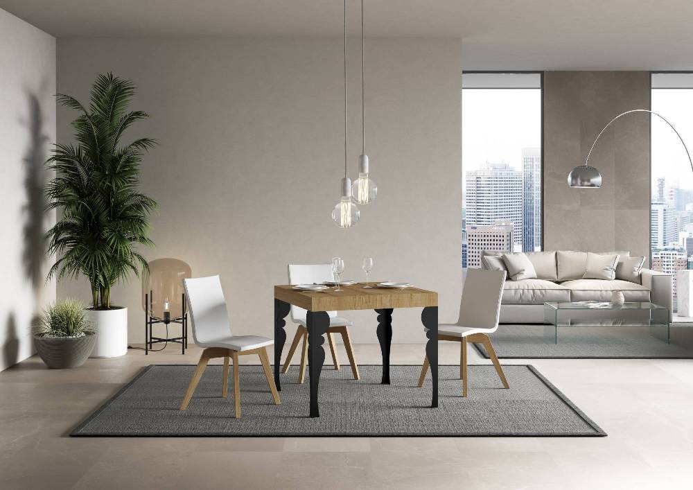 Itamoby Tavolo allungabile 90×90/246 cm Paxon Premium Quercia Natura telaio Antracite Consegna Veloce