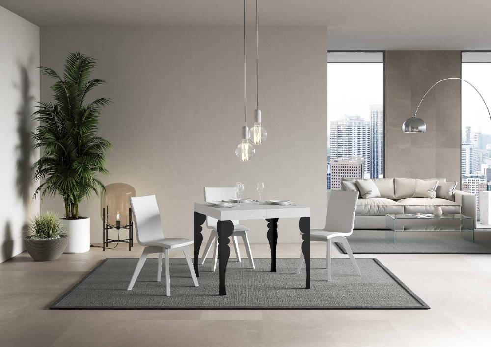 Itamoby Tavolo allungabile 90×90/246 cm Paxon Premium Bianco Frassino telaio Antracite Promozione Limitata