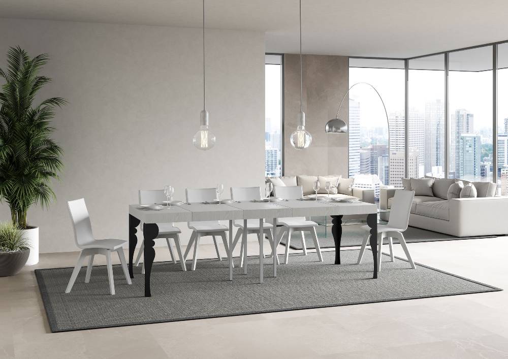 Itamoby Tavolo allungabile 90×90/246 cm Paxon Premium Bianco Frassino telaio Antracite Promozione Limitata