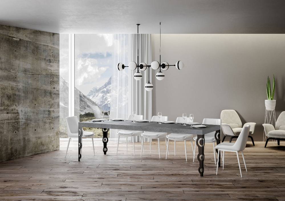 Itamoby Tavolo allungabile 90×160/264 cm Karamay Premium Cemento telaio Antracite Outlet