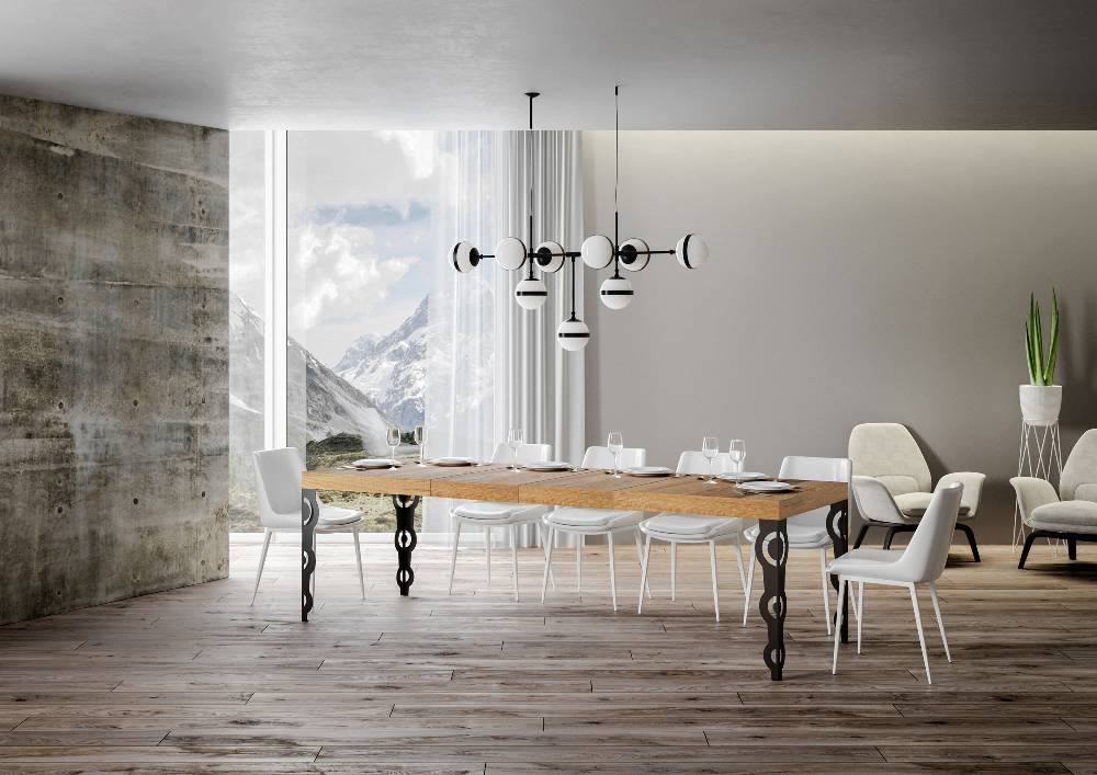 Itamoby Tavolo allungabile 90×160/264 cm Karamay Premium Quercia Natura telaio Antracite In Vendita