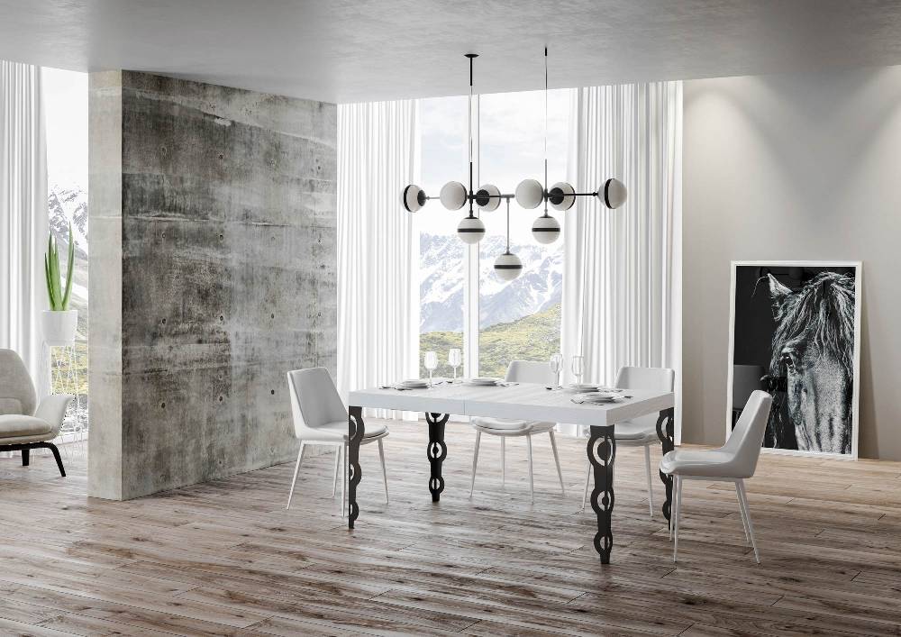 Itamoby Tavolo allungabile 90X140/244 cm Karamay Premium Bianco Frassino telaio Antracite Vendita Economica