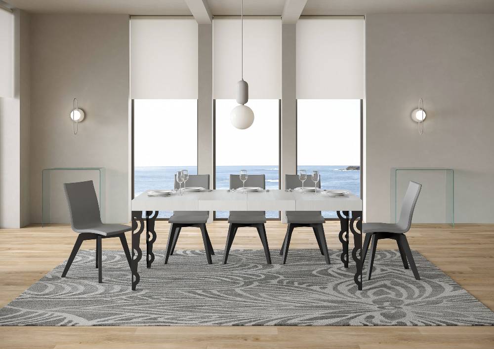 Itamoby Tavolo allungabile 90X120/224 cm Karamay Premium Bianco Frassino telaio Antracite 2025
