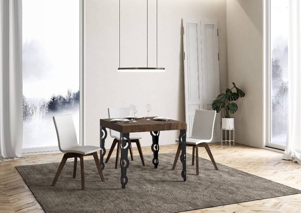 Itamoby Tavolo allungabile 90×90/246 cm Karamay Premium Noce telaio Antracite Italy