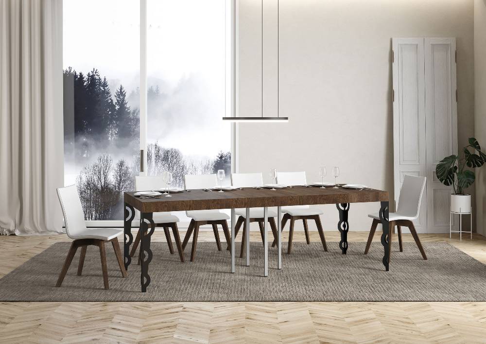 Itamoby Tavolo allungabile 90×90/246 cm Karamay Premium Noce telaio Antracite Italy