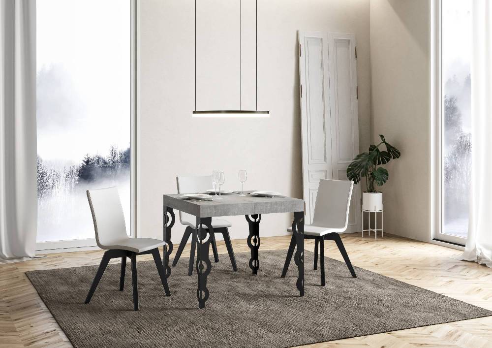 Itamoby Tavolo allungabile 90×90/246 cm Karamay Premium Cemento telaio Antracite Italia