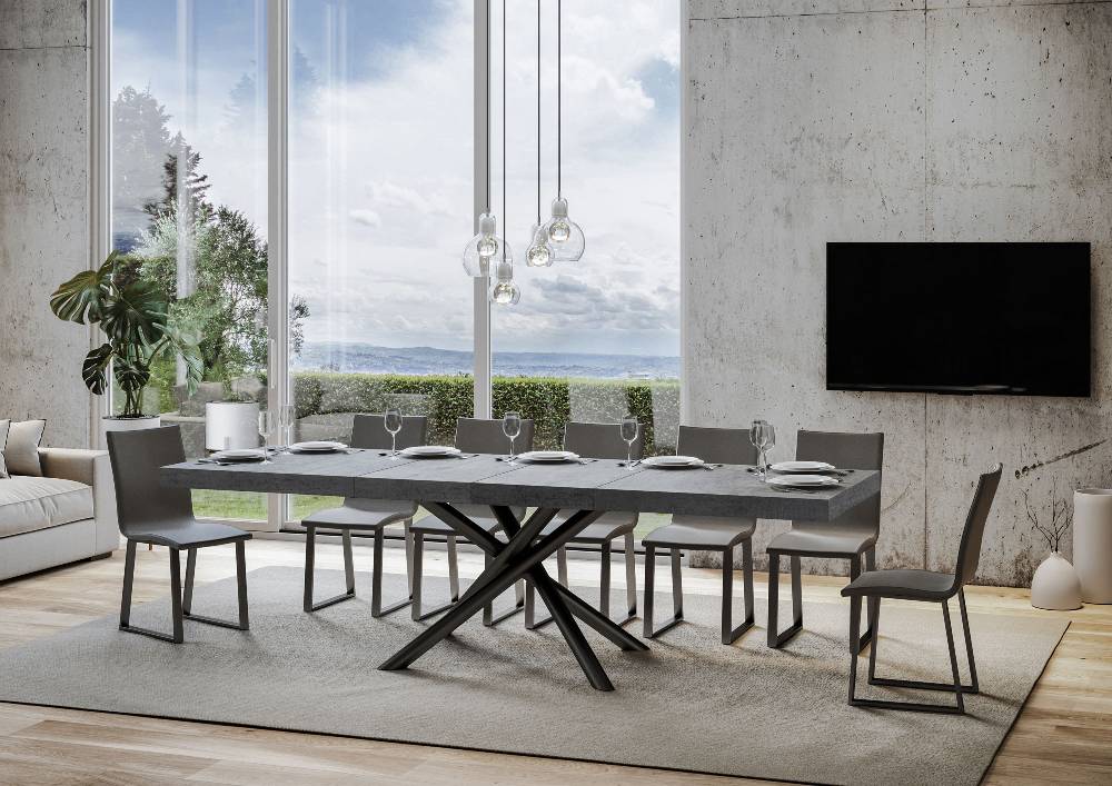 Itamoby Tavolo allungabile 90×180/284 cm Famas Premium Cemento telaio Antracite Qualità
