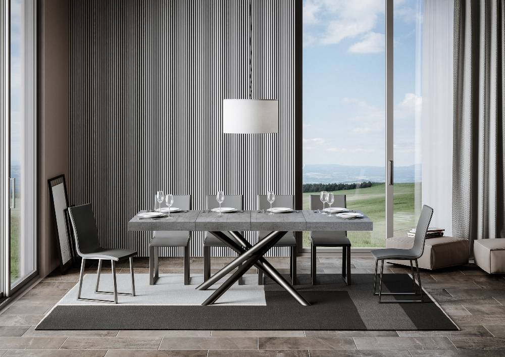 Itamoby Tavolo allungabile 90×140/244 cm Famas Premium Cemento telaio Antracite Vendita Economica