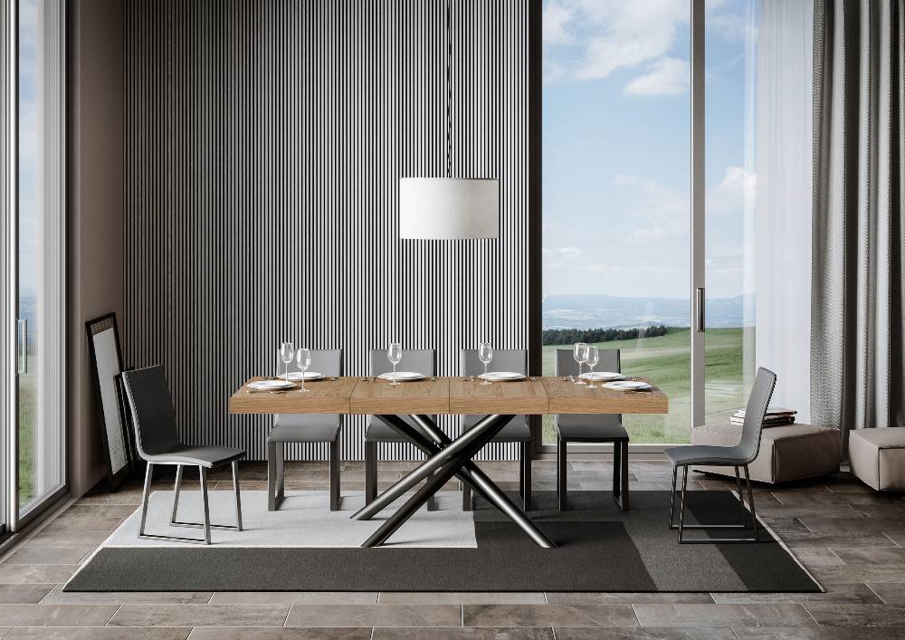 Itamoby Tavolo allungabile 90×120/224 cm Famas Premium Quercia Natura telaio Antracite Italy