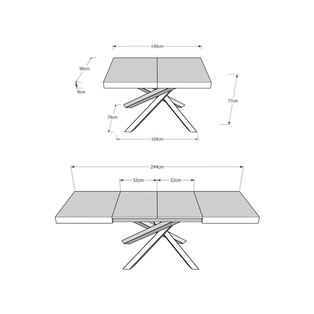 Itamoby Tavolo allungabile 90×140/244 cm Volantis Premium Noce telaio 4/C Pezzi Unici