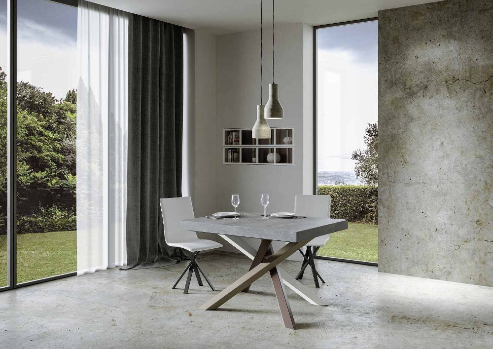 Itamoby Tavolo allungabile 90×140/244 cm Volantis Premium Cemento telaio 4/C Soddisfazione Garantita