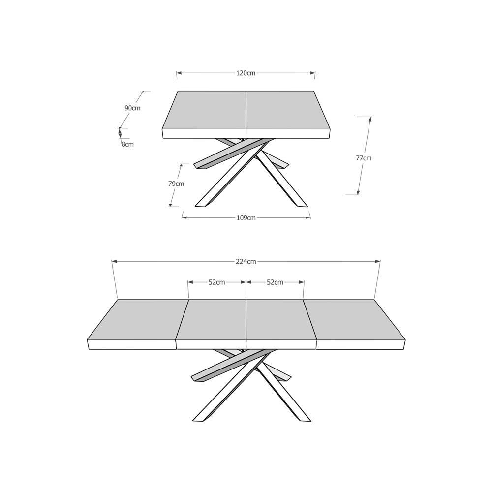 Itamoby Tavolo allungabile 90×120/224 cm Volantis Premium Bianco Frassino telaio 4/C Sottocosto