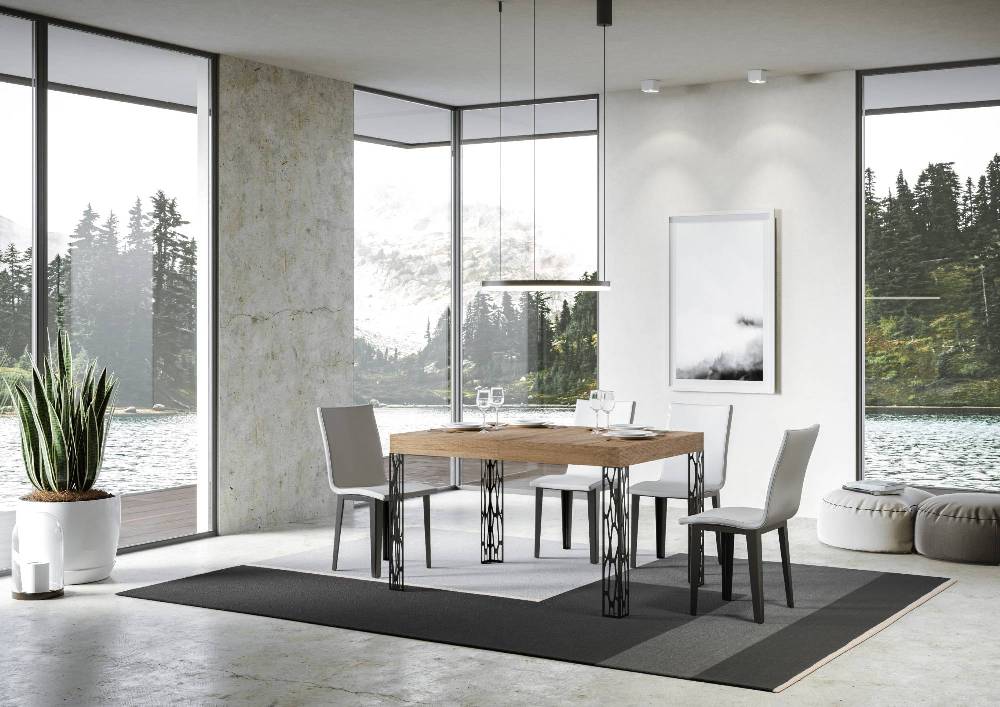 Itamoby Tavolo Ghibli Allungabile piano Quercia Natura 90×130 Allungato 234 telaio Antracite Outlet
