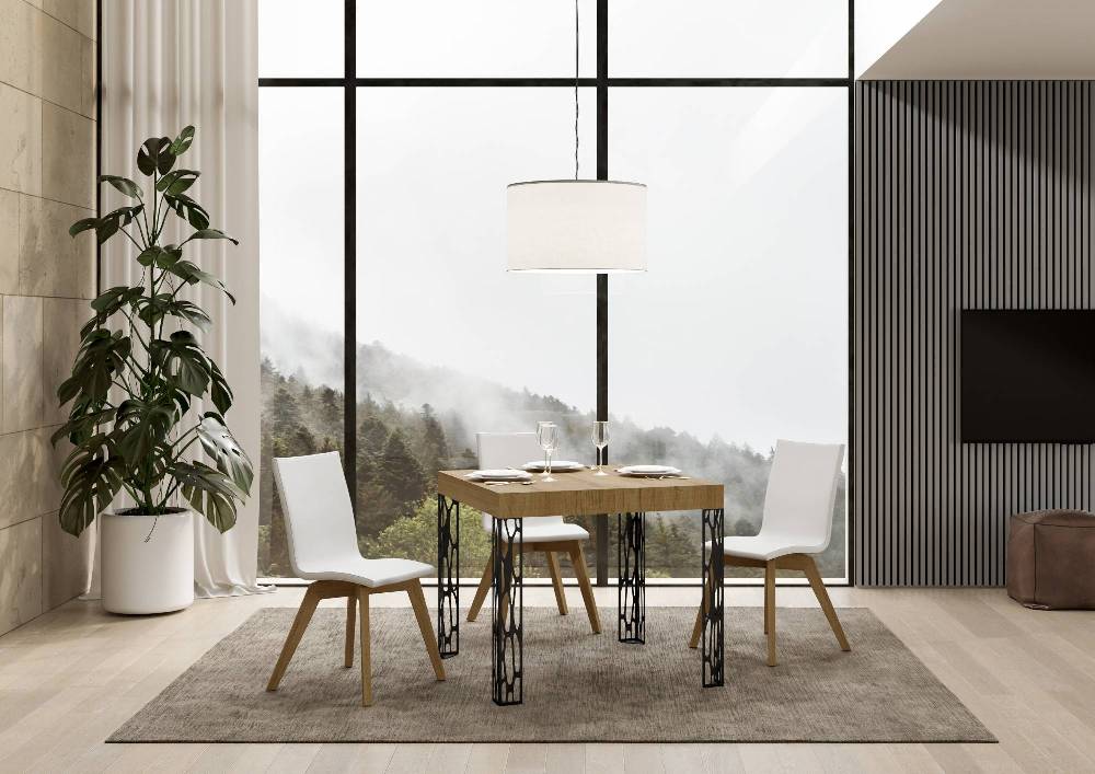Itamoby Tavolo Ghibli Allungabile piano Quercia Natura 90×90 Allungato 246 telaio Antracite Hotsell
