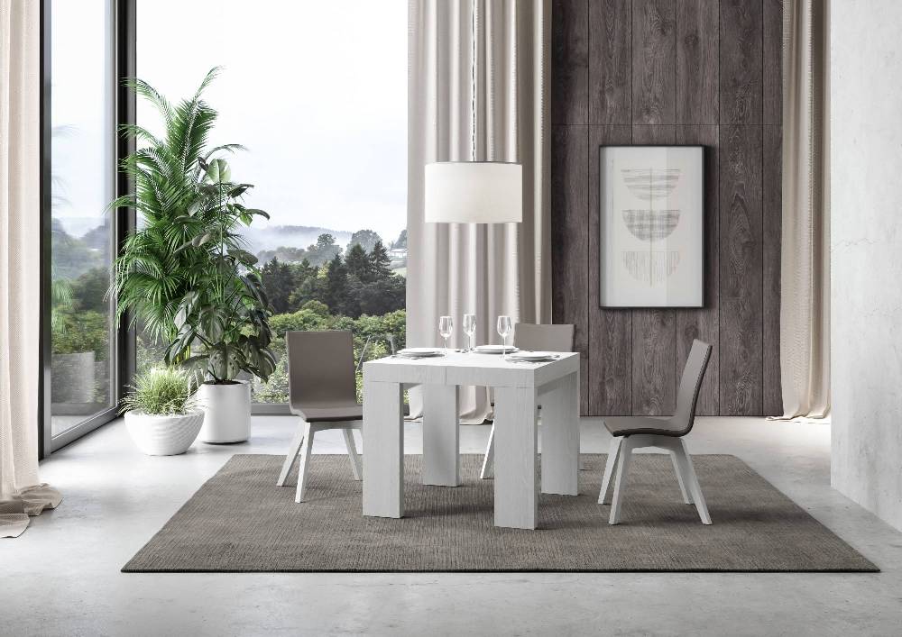 Itamoby Tavolo Roxell Allungabile Bianco Frassino 90×90 Allungato 246 Vendita Economica